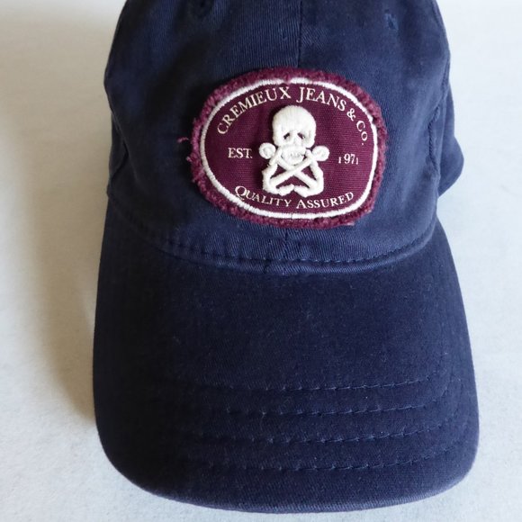 CREMIEUX JEANS BRAND SKULL & ANCHOR LOGO NAVY BASEBALL CAP HAT (PRE-OWNED) S/M - Picture 1 of 8